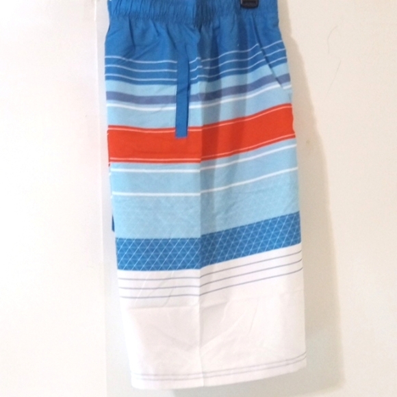 SLOOSH BOYS BLUE WHITE STRIPE MESH LINED SWIM TRUNKS SURF SHORTS SIZE 14-16 NWOT - Picture 2 of 7